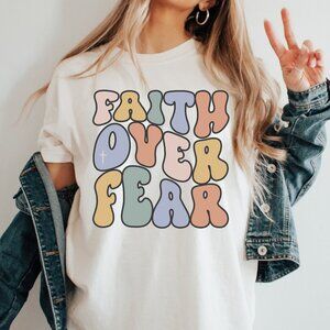 Retro Faith Over Fear Vintage Style Christian Shirt Unisex Handmade